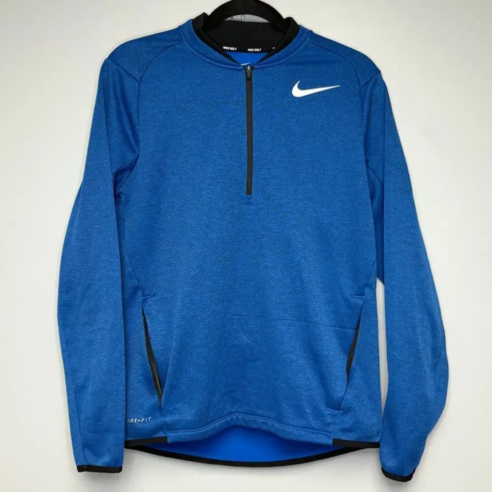 Nike Golf Outdoor‎ Sports Dri-Fit 1/4 Zip Blue Fleece Pullover Mens Sz S
